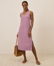 Pact Women's Softspun Tank Midi Dress Large Point Reyes Stripe Sleeveless Summer