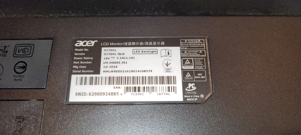 Acer LCD eSports Gaming Monitor - 27 Zoll Full HD  - PC  - Schwarz Rot - Bild 4 von 4