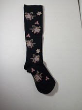 Floral Pattern Socks / Black Color / Cozy Socks / Floral Design / Size Sm - Med