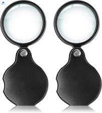 Wapodeai 2pcs 10x Small Pocket Magnify Glass, Apply to Reading, Black
