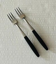 Kingston Stainless Japan KGS2 Black Wood Handle 2 Appetizer Cocktail Forks MCM