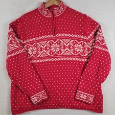 Lands End Red and White Kids Snowflake Sweater Size L 14 - 16