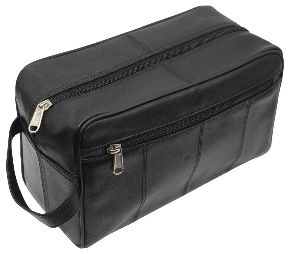 Bolsa de Aseo de Viaje Cuero Genuino Dopp Kit Organizador de Viaje para Hombres Mujeres... Foto 2 de 2