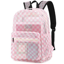 Checkered Mesh Backpack for Girls, Kids Teens School Backpacks Women Bookbags...