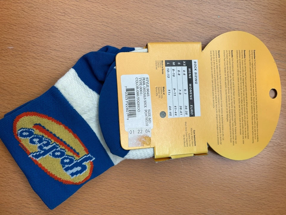 Calcetines de ciclismo Pearl iZUMi Pearl Originales Yoohoo talla para hombre mediana azul blanco amarillo Foto 2 de 2