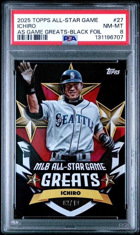 PSA 8 2025 Topps All-Star Game Greats Ichiro Black Foil /10 POP 1