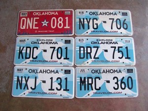LICENSE PLATE 6 OKLAHOMA GOOD CONDITION COLOR EXPIRED3YEARS