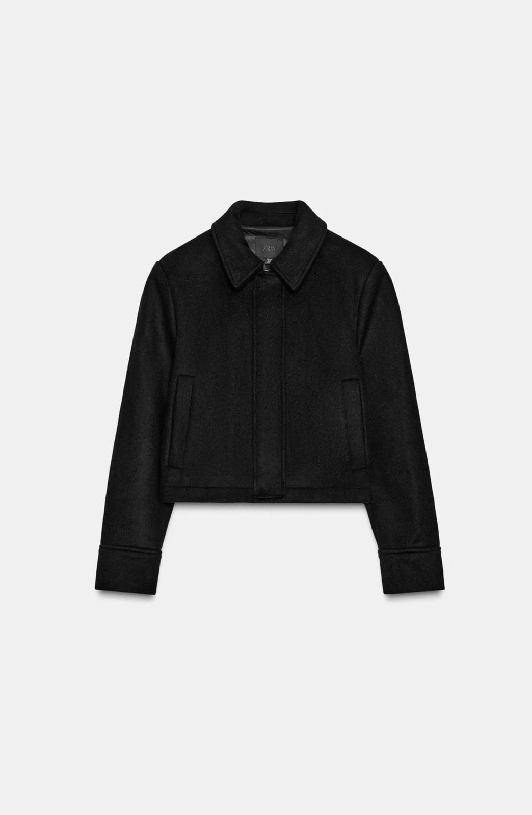 Zara Women Wool Blend black cropped Jacket With Pockets Black Size M RRP £59.99 thumbnail 3