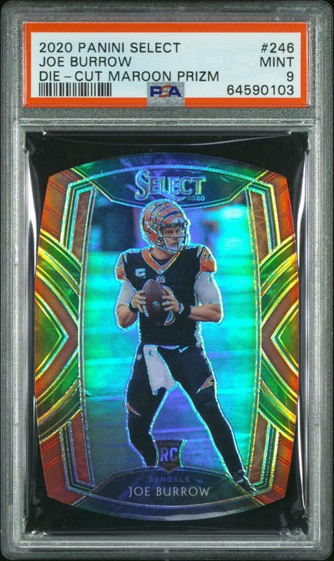 Joe Burrow 2020 Panini Select Die Cut Maroon Prizm Rookie Club Level PSA 9 #246