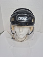 Vintage CCM HT2 Ice Hockey Helmet Black 7 - 7 5/8  w/ Itech Visor 