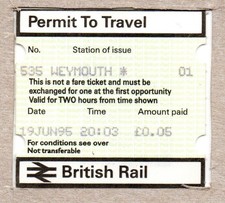 Weymouth 01 - PERTIS Permit to Travel - Dorset DT4 - now South Western Railway