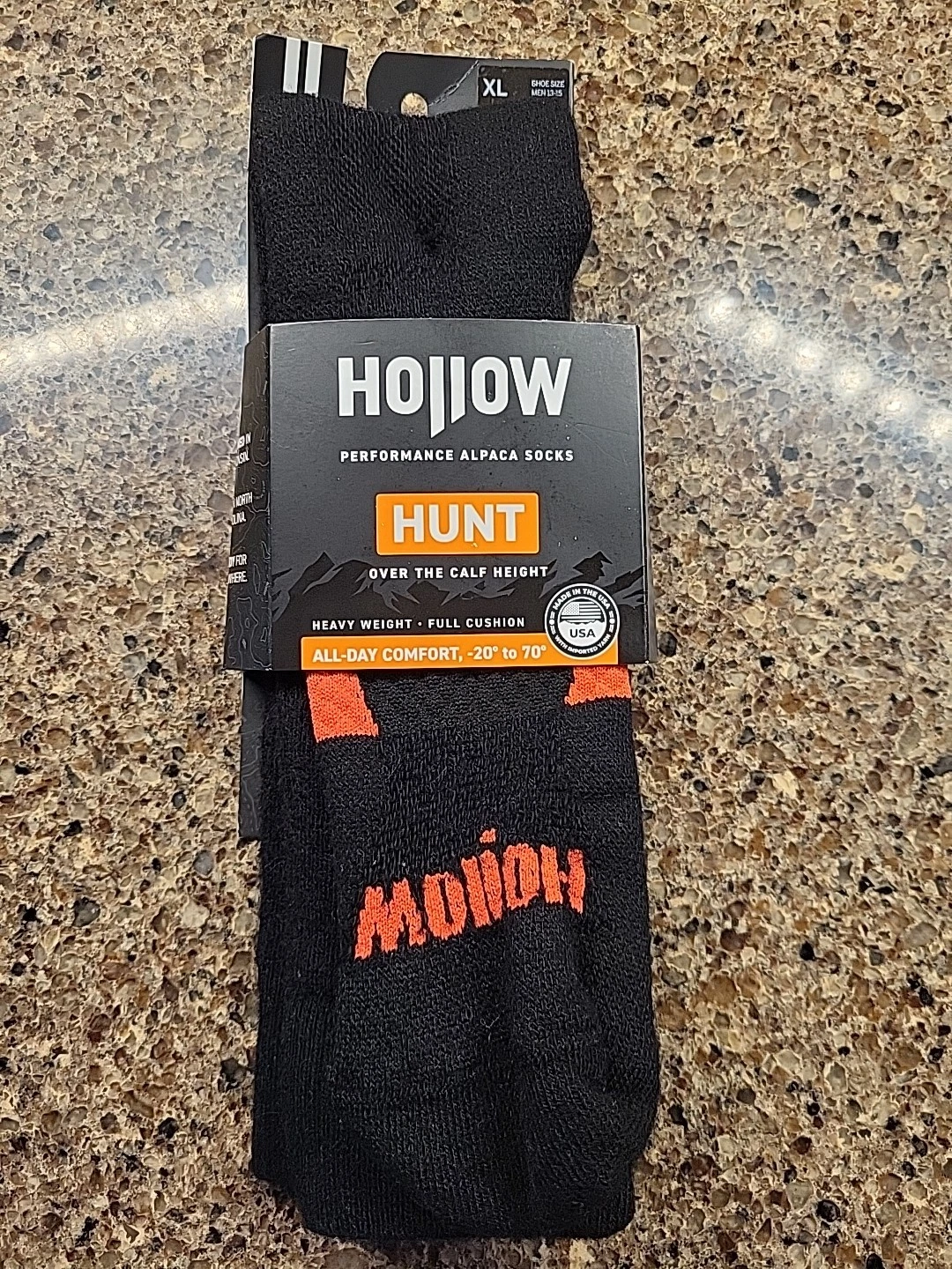 Hollow Alpaca Socks HUNT Over the Calf Black XL Men 13-15 NEW