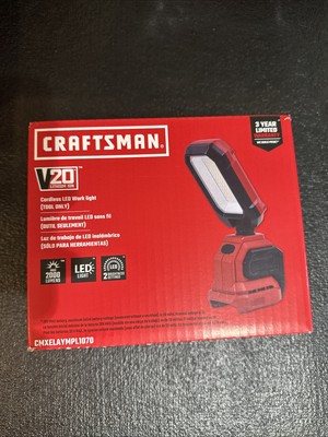 CRAFTSMAN V20 6500K LED Work Light, 2000LM &1000LM Clip On Tool Only