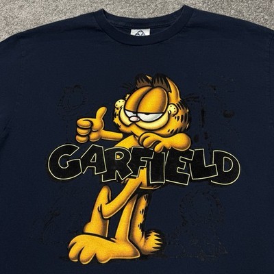 Vintage Garfield Shirt Men Medium Blue Cartoon TV Show Cat Funny Thumbs Up 90s