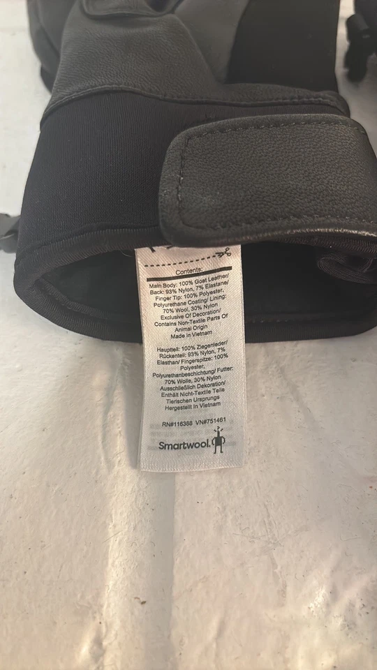 Smartwool Guantes de Primavera Para Hombre Talla Grande Negro Cuero de Cabra Lana Merino Invierno Foto 3 de 4