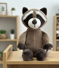 Cute Brown Raccoon Plush Toy Soft Stuffed Animal Sitting Position 10" Kids Gift