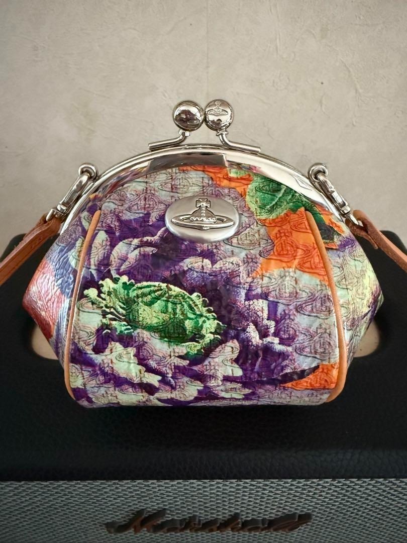 Vivienne Westwood Floral Shoulder Bag Enamel Leather Kiss Lock