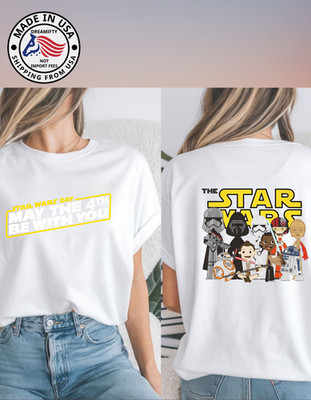 Star Wars Day Cute Character Graphic 2-Sided Unisex Casual T-shirt