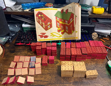 Vintage American Bricks Set No. 60/2 Wooden Building Blocks 181 Pieces Manual