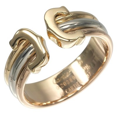 CARTIER 2C three color Ring K18 Gold (YGxPGxWG) #5.1(US Size) 4.83g Women