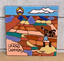 Vintage 1995 Earthtones GRAND CANYON Tile Trivet Fred Harvey ~ KOKOPELLI Figure