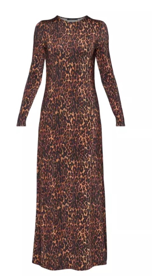 AllSaints Womens Katlyn Evita Maxi Leopard Print Dress Size  6 New