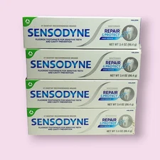 4 x Sensodyne Mint Repair + Protect Toothpaste for Sensitive Teeth, 3.4 oz.