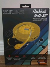 Aiwa Flashback Audio Kit Retro CD Player Wired Headphones Yellow Bluetooth