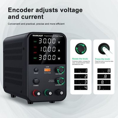 DC 0-30V 0-10A Adjustable Lab Power Supply Variable Bench Switching Precision