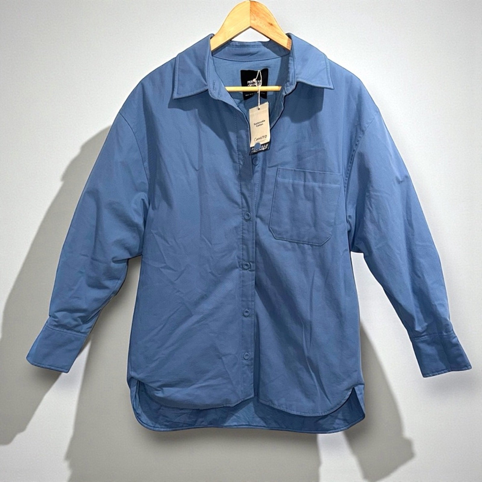 Pernille X MANGO Soft Cotton Button Down Oversized Shirt Jacket NWT Size 6