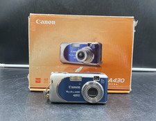 Canon PowerShot A430 4.0MP 4x Zoom Digital Camera Blue in Box w/ Extras *AS-IS*