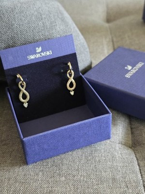 Swarovski Ohrringe Ohrhänger Unendlichkeit Infinity gold Kristall weiß inkl. Box