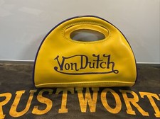 Vintage 90’s Von Dutch Mini Clutch Handbag Purse Yellow Purple Zipper 1f