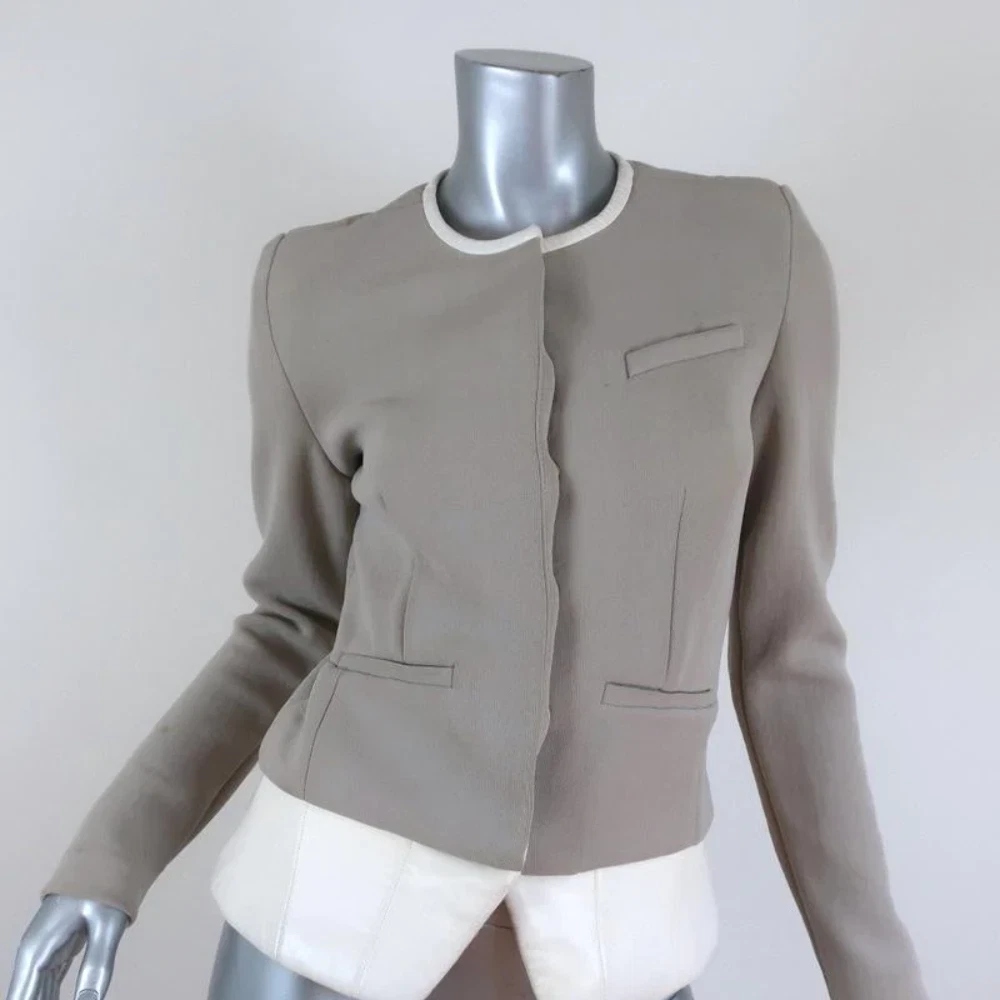 IRO Peplum Jacket Clyde Light Gray Stretch White Leather Size 36