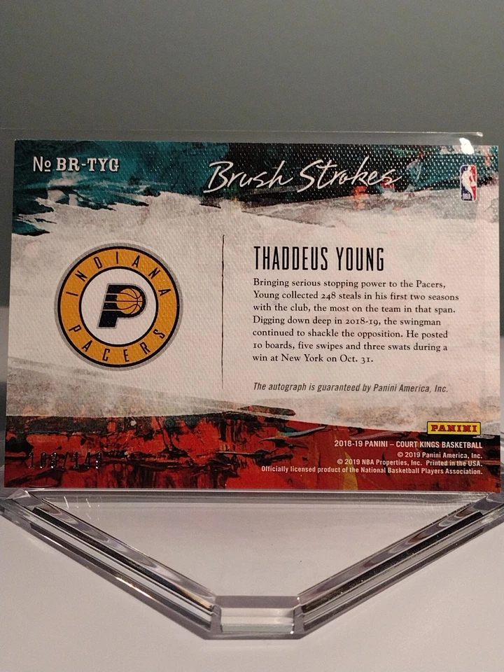 2018-19 Panini Court Kings Brush Strokes Auto /149 Thaddeus Young #BR-TYG Auto - Image 2 of 2