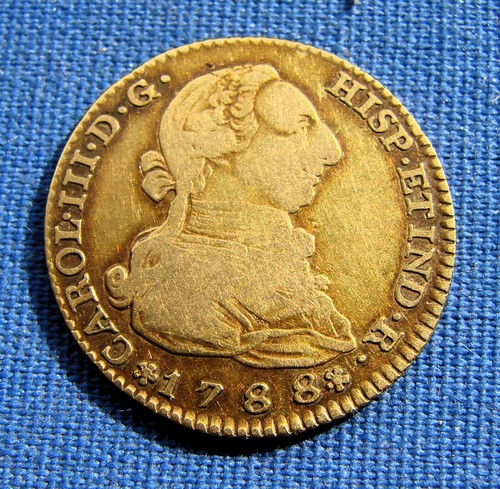 *1788 SPAIN 2 ESCUDOS GOLD COIN KING CHARLES III - ESTATE FRESH*