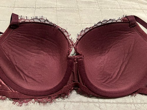 Victoria’s Secret Dream Angels Bra 34DD 34 DD Burgundy Lined Demi Sexy VS EUC - Picture 4 of 5