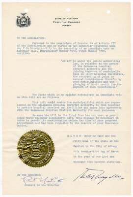 Governor Nelson Rockefeller Signed Legislative NY Bills (2) | eBay