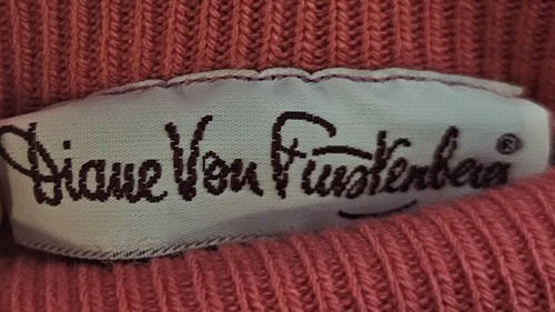 Diane Von Furstenburg Cable Knit Sweater S/M Coral Pink Vintage - Picture 7 of 15