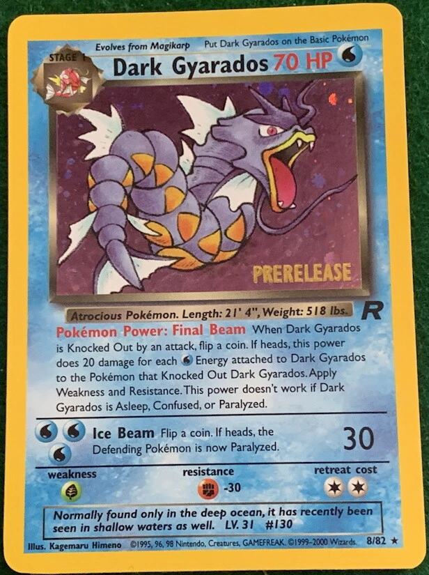 POKEMON Card TEAM ROCKET DARK GYARADOS #8/82 Star Rare Holo PRE-RELEASE  Promo! | eBay