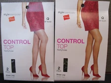 Hanes 4 Pairs Style Essentials Control Top Sheer Leg Pantyhose Off Black Size Q