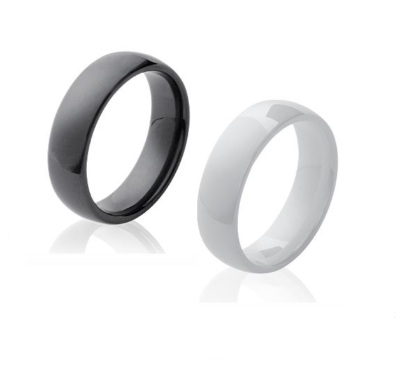 Bague Céramique Noire T53 Avec Cristaux De Zirconium Et Argent Massif - Bijouxia