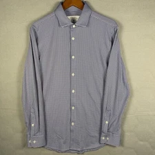 Mizzen+Main Spinnaker Shirt Men’s Large Blue Micro Check Trim Fit Made in USA