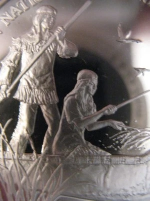 7/8-OZ CHIPPEWA AMERICAN NATIVE INDIAN TRIBAL NATIONS ART COIN SILVER.999 + GOLD