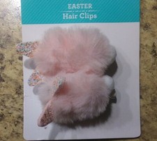 Easter Bunny Hair Clips for Girls Pink and White Bunnies