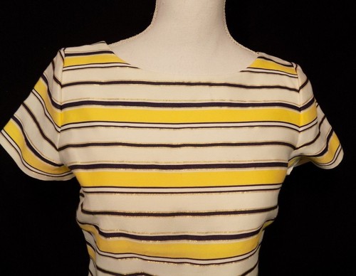 C Wonder Women's Career Top Blouse Size 4 Yellow Striped Lined Side Zipper NEW - Picture 2 of 7