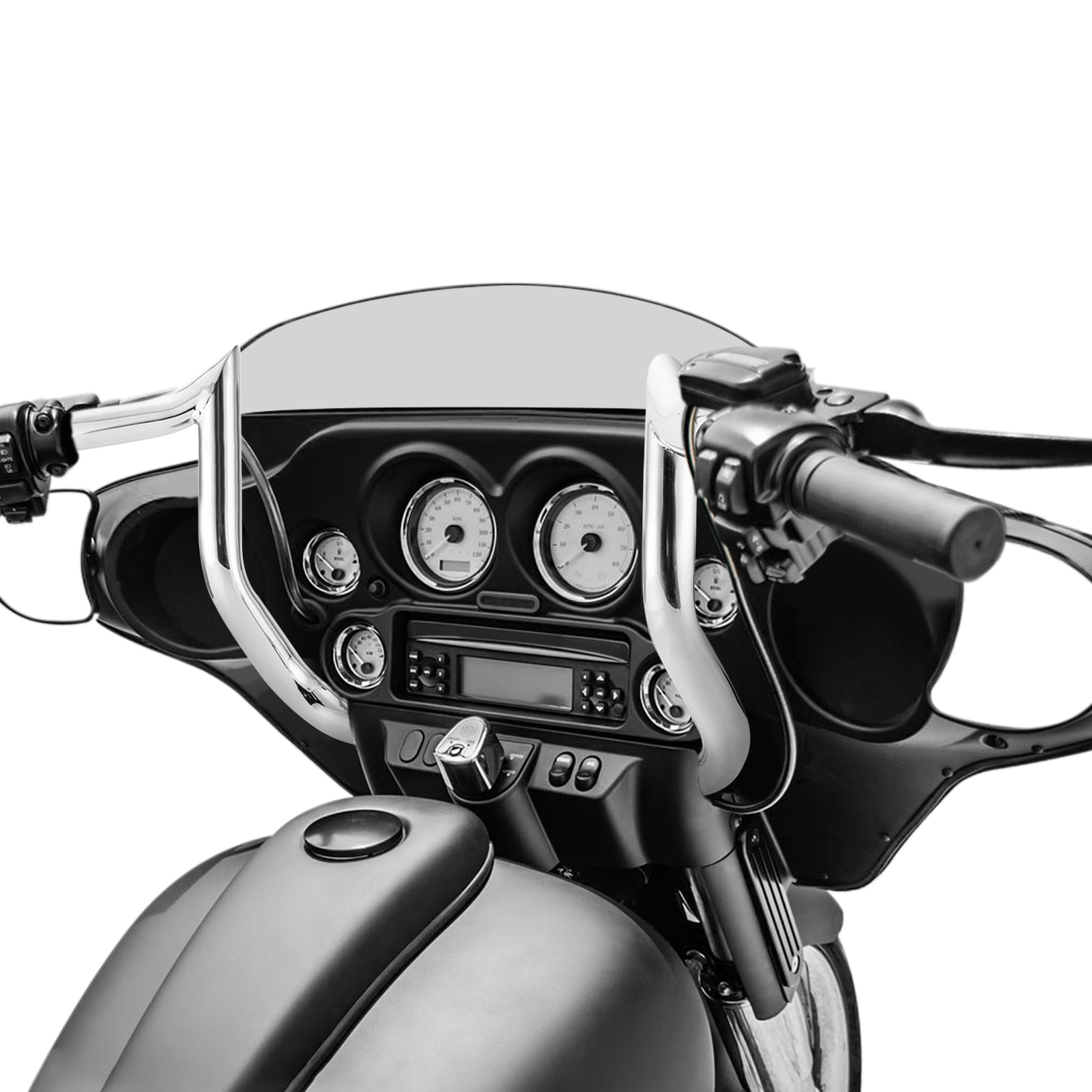 Pre-Wired 12" Rise Meat Hook Ape Hanger Handlebar For Harley Street Glide 08-13