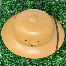 NOS Vintage Authentic Khaki Safari Pith Helmet Explorers Zoo Military Style Vent