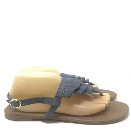 American Eagle Para Mujer Talla 10 Azul Charol Sandalias Planas Tanga  volantes | eBay