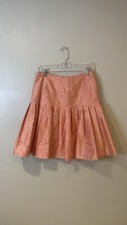 W Worth Gingham Pink & White Pleated Moni Skirt size 2 100% silk